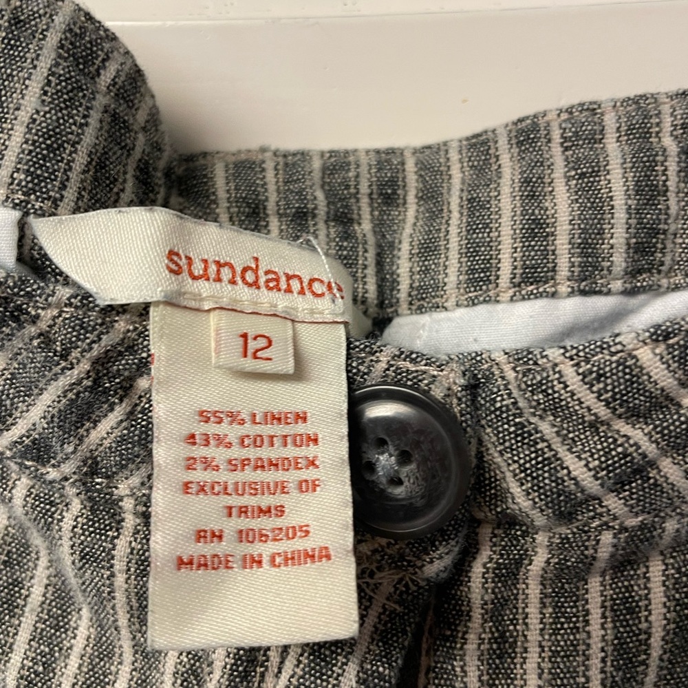 Striped linen pants. Size 12. Sundance. Cool and flattering.